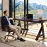 Превью 60 x 30 Inch Oak Executive Standing Desk, Dual Motor Electric Height Adjustable Desk — Standing Desk, FLEXISPOT