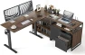 Превью 66 Inch L Shaped Standing Desk with Drawers & Shelves — Standing Desk, FEZIBO
