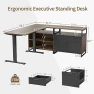 Превью 66 Inch L Shaped Standing Desk with Drawers & Shelves — Standing Desk, FEZIBO