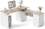 Превью 66 Inch L Shaped Standing Desk with Drawers & Shelves — Standing Desk, FEZIBO