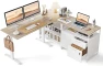 Превью 66 Inch L Shaped Standing Desk with Drawers & Shelves — Standing Desk, FEZIBO