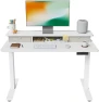 Превью 48 x 24 Inch Height Adjustable Electric Standing Desk with Double Drawer and Storage Shelf — Standing Desk, FEZIBO