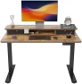 Превью 48 x 24 Inch Height Adjustable Electric Standing Desk with Double Drawer and Storage Shelf — Standing Desk, FEZIBO