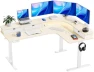Превью L-Shaped Standing Desk with Power Outlets & LED Strip — Standing Desk, HUANUO