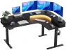 Превью L-Shaped Standing Desk with Power Outlets & LED Strip — Standing Desk, HUANUO