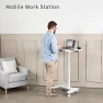 Превью White Electric Mobile Height Adjustable 36 inch Dual Platform Standing Desk with Wheels — Standing Desk, VIVO