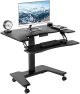Превью White Electric Mobile Height Adjustable 36 inch Dual Platform Standing Desk with Wheels — Standing Desk, VIVO