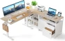 Превью Electric L Shaped Standing Desk with Storage — Standing Desk, FEZIBO
