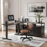 Превью Electric L Shaped Standing Desk with Storage — Standing Desk, FEZIBO