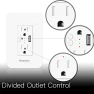 Превью Smart Power Wall Outlet with USB, WiFi Socket with 2 Plug Outlets 15 Amp Divided Control — Smart Plug, MoesGo