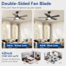 Превью 42-Inch Smart Ceiling Fan with Lights Remote, APP & Voice Control — Smart Fan, Hoenofly