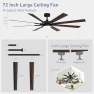 Превью 72 Inch Smart Ceiling Fan with Light and Remote — Smart Fan, Homlit