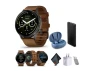 Превью 45 mm GPS smartwatch with brown leather band — Smart Watch, Garmin