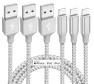 3 Pack 10 ft Lightning Charging Cable - MFi Certified Fast Charging Nylon Braided Cord, Bkayp