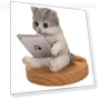White Sabatara Cat Looking at Tablet Smartphone Stand — Phone Charms, Arkadia Japan