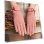 Plush warm gloves with touchscreen and bow — Cold Weather Gloves, Evergreen