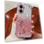 Gradient Glitter Cell Phone Case with Flower Rhinestone Decor — Mobile Devices & Accessories, KADEM