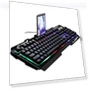 Robotic Metal Wired Keyboard with LED Backlight and Phone Stand — Gaming Keyboards, lanle