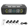 Solar/USB Powered Tire Pressure Monitoring System with 4 External Sensors — TPMS Sensor Replacements, LEEPEE