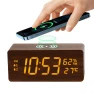 Wooden Wireless Charging Clock with Temperature and Humidity Display — Clocks, Fashionable bags