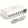 60W 8-Port USB Charging Hub with LED Display — Power Hubs, JadeBamboo Chargers Warehouse