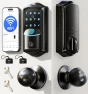 Built-in WiFi Smart Lock with Knob, Fingerprint Keyless Entry Door Lock Handle Set — Electromagnetic Security Locks, Veise