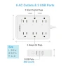 WiFi Flat Plug Strip with 3 Smart Outlets and 3 USB Ports — Power Solutions & Surge Protection, TESSAN