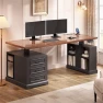 Farmhouse Electric Standing Desk with Drawers and Storage Shelves — Office, SEDETA