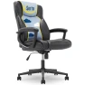 Executive Office Chair with Layered Body Pillows, Contoured Lumbar, Adjustable Seat Height, Bonded Leather — Desk Chairs, Serta