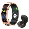 Smart Ring with Display Screen Touch Wireless Charging Fitness Ring 5 ATM Waterproof for Android & iOS — Smart Ring, Rainbow Rain