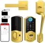 Smart Lock Front Door with Handle, Keyless Entry Door Lock Set, Fingerprint Smart Deadbolt with App Bluetooth,... — Smart Lock, SMONET