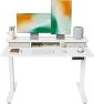 48 x 24 Inch Height Adjustable Electric Standing Desk with Double Drawer and Storage Shelf — Standing Desk, FEZIBO