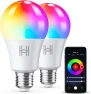 Smart Light Bulbs 2 Pack, A19 Color Changing LED (800 Lumens), WiFi & Bluetooth, Music Sync, Compatible with Alexa &... — Smart Light Bulb, Homefy