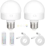 2 Pack Rechargeable LED Light Bulbs with Remote — Smart Light Bulb, JIOODICH