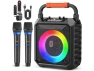Portable Karaoke Machine, Black, with 2 Wireless Microphones — Karaoke Machine, JYX