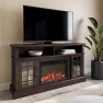 Traditional 58" Rustic TV Stand with Electric Fireplace Heater, BELLEZE