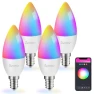 4 Pack Wi-Fi Smart LED Light Bulb, Dimmable, E12 Base Candelabra — Smart Light Bulb, Avatar Controls