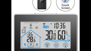 Wireless Indoor Outdoor Thermometer Hygrometer w/ Touch Screen Setup