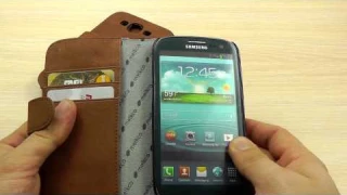 ОБЗОР: Шикарный Кожаный Чехол-Портмоне для Samsung Galaxy S3 GT-i9300 "Melkco" с Застежкой
