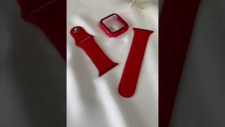 Ремешок силиконовый, чехол с защитным кейсом стеклом к смарт часам Apple Watch 34/40/42