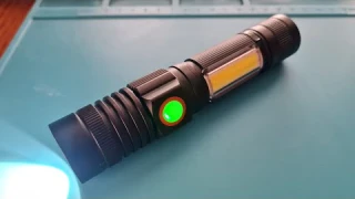 LED фонарик с боковой COB подсветкой и usb зарядкой с Aliexpress.USB  rechargeable LED flashlight.