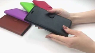 Кожаный чехол книжка с подставкой кармашками для карт и кошельком Litchi Wallet