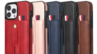 Чехол 3 в 1 на iPhone 14 Pro Max с выдвижным карманом для банковских карт и держателем-подставкой