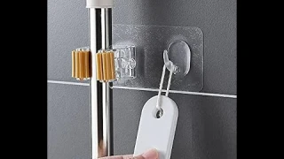 HOME CUBE Self Adhesive Sticker Mop and Broom Holder/Umbrella/Bracket Broom and Dustpan Hanger