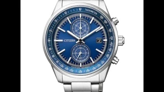 CITIZEN 星辰 Eco-Drive 雅痞魅力經典雙眼計時腕錶/藍 CA7030-97L