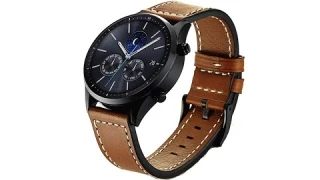 Коричневый классический кожаный ремень белая строчка для Samsung Gear S3/Galaxy Watch 46мм 0092-01-3