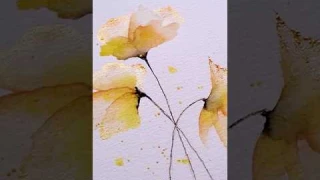 Transparent layered golden flowers #watercolor #painting #flower #trending #satisfying #shorts