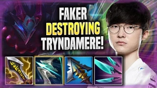 FAKER DESTROYING WITH TRYNDAMERE! - T1 Faker Plays Tryndamere MID vs Viktor! | Season 2022