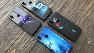 TPU+Glass чехол светящийся в темноте для Xiaomi Redmi Note 7 / Note 7 Pro / Note 7s