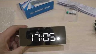 Часы настольные с функцией будильника зеркальные  Premium с LED подсветкой